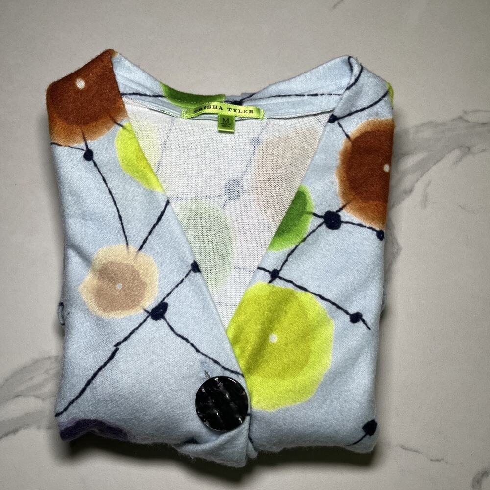 Trisha Tyler Women's Cardigan Sweater Geometric Lagenlook Art To Wear Artsy Sz M - Picture 10 of 10